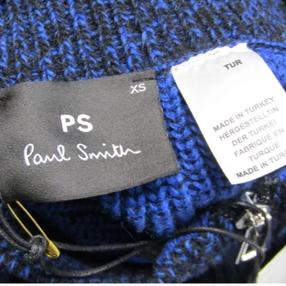 Paul Smith Sweater Mens Medium Blue Preppy Wool 1/4 Zip Pullover Lightweight Top - Picture 5 of 7